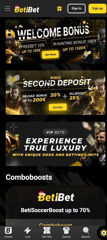 Betibet Casino promotions page on a mobile browser